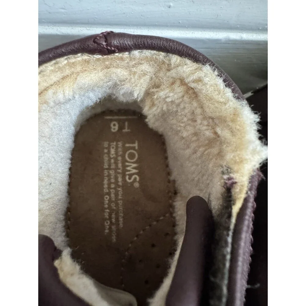 Toms Baby Paseo Mid Synthetic Leather Easy On/Off Fall Toddler 6 Burgundy